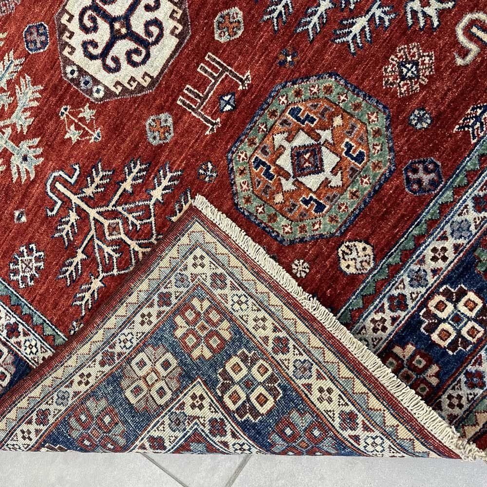 El Dokuma Bordo Afgan Kabile Yün Halı (155x210 cm) - Görsel 6