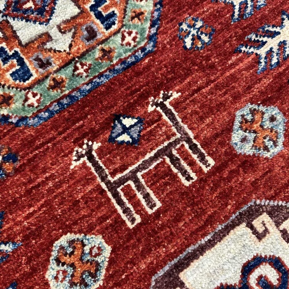 El Dokuma Bordo Afgan Kabile Yün Halı (155x210 cm) - Görsel 2