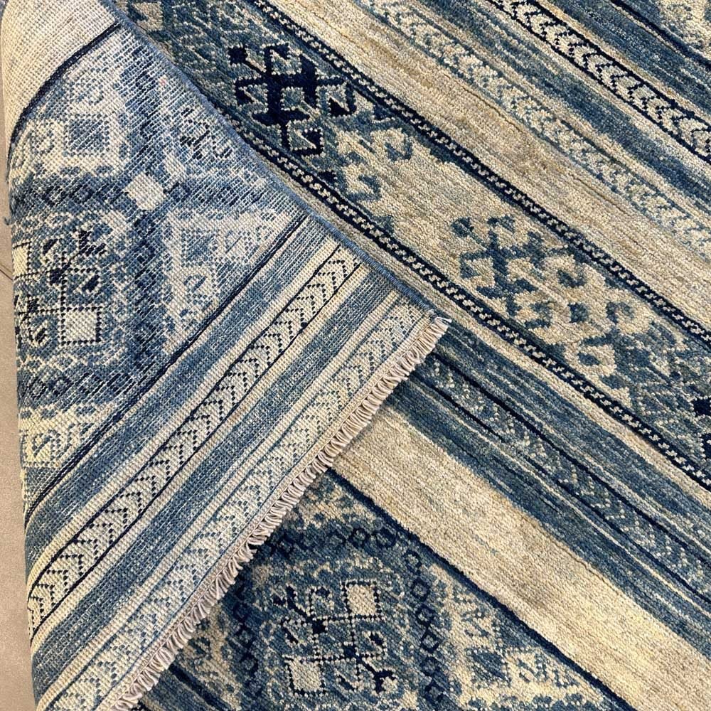 El Dokuma Mavi Horcin Kabile Yün Halı (120x180 cm) - Görsel 4