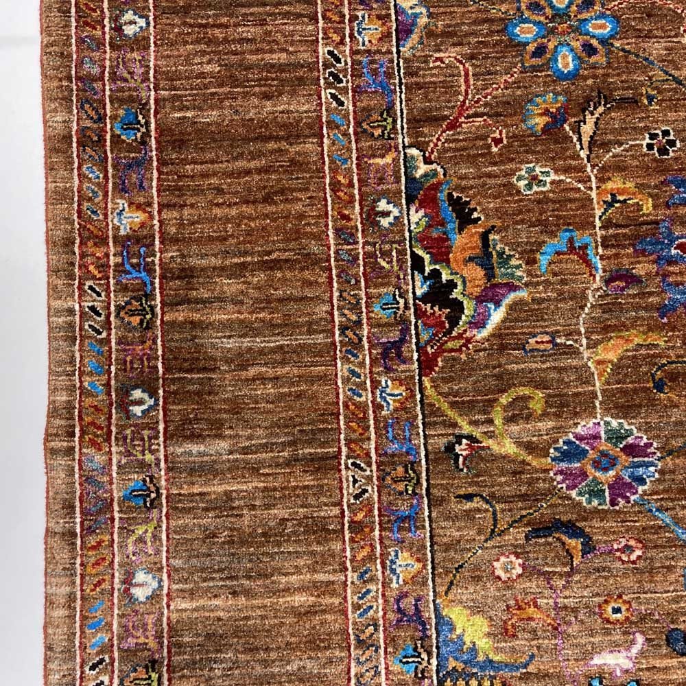 El Dokuma Afgan Sultani Kahverengi Yün Halı (180x240 cm) - Görsel 11