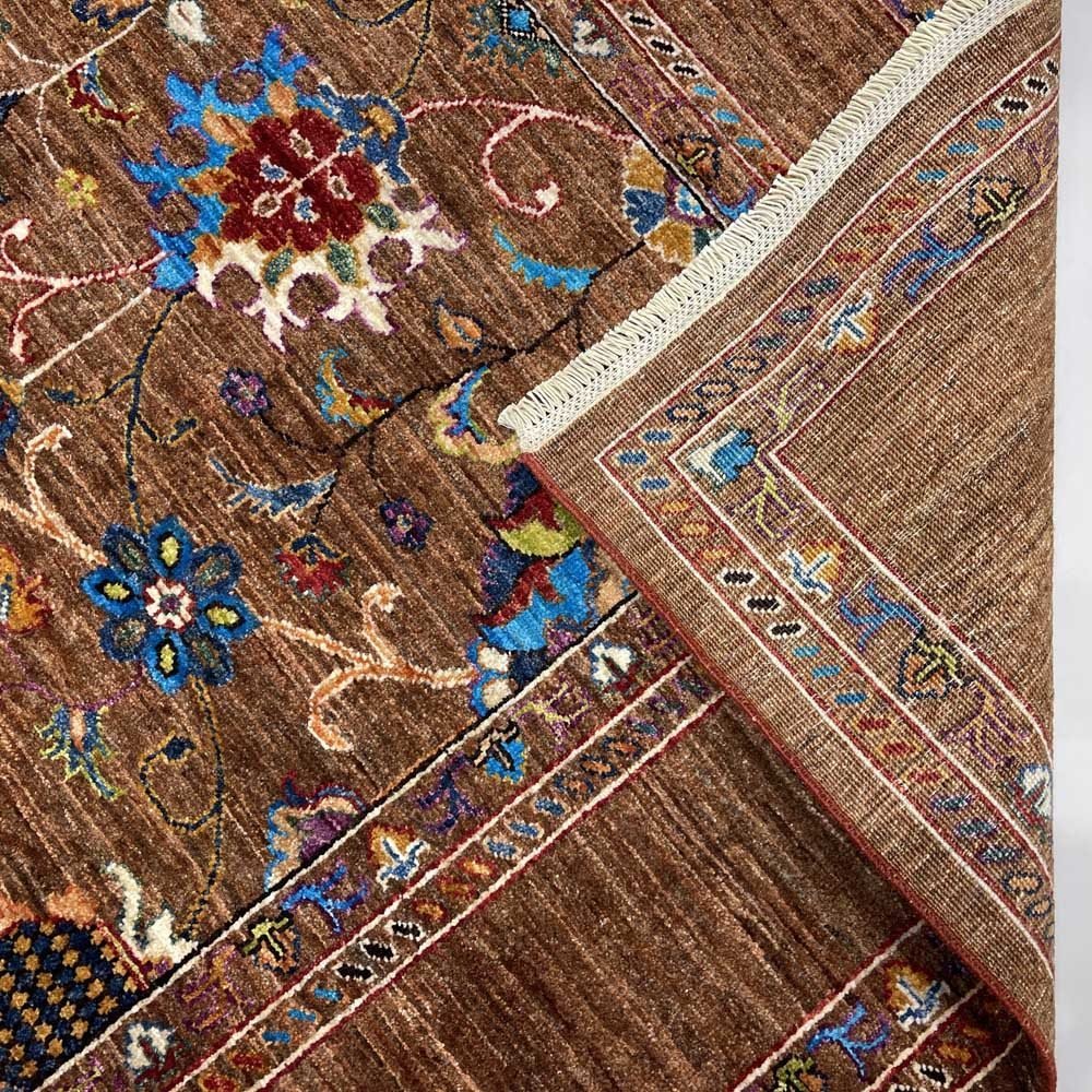 El Dokuma Afgan Sultani Kahverengi Yün Halı (180x240 cm) - Görsel 7