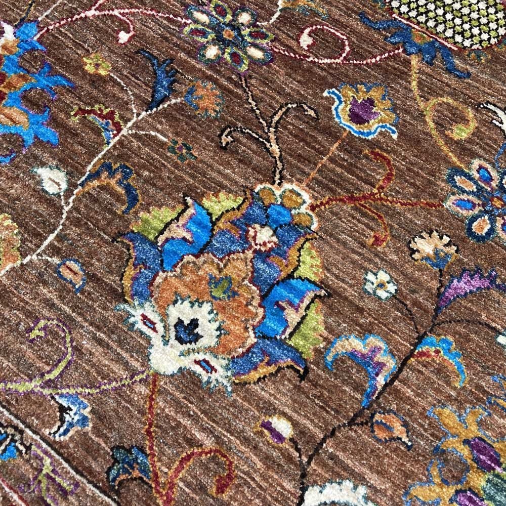 El Dokuma Afgan Sultani Kahverengi Yün Halı (180x240 cm) - Görsel 3
