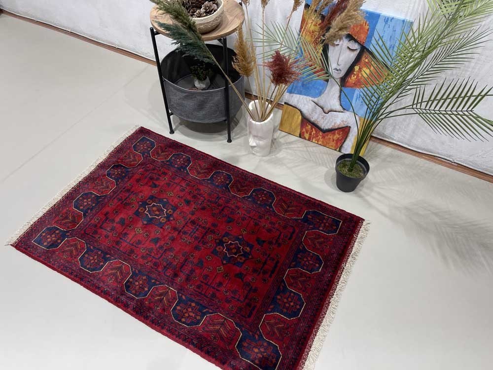 El Dokuma Afgan Khal Muhammadi Yün Halı (85x125 cm) - Görsel 3