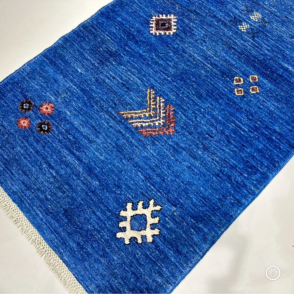 El Dokuma Mavi Modern Yün Yolluk Halı (85x310 cm) - Görsel 6
