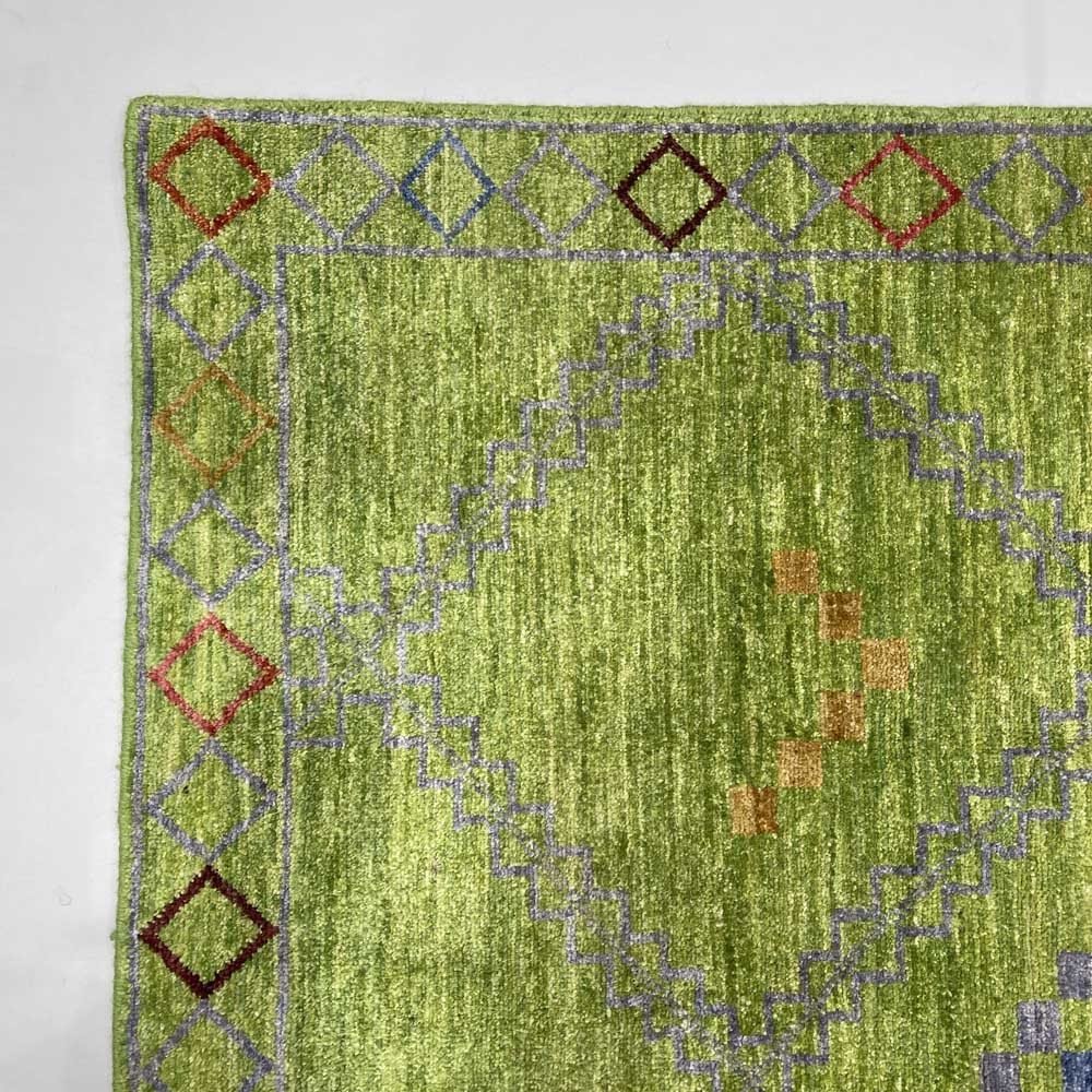 El Dokuma Yeşil Modern Yün Halı (160x240 cm) - Görsel 5