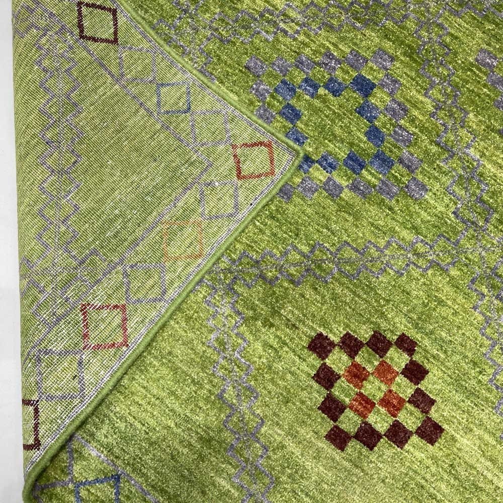 El Dokuma Yeşil Modern Yün Halı (160x240 cm) - Görsel 6