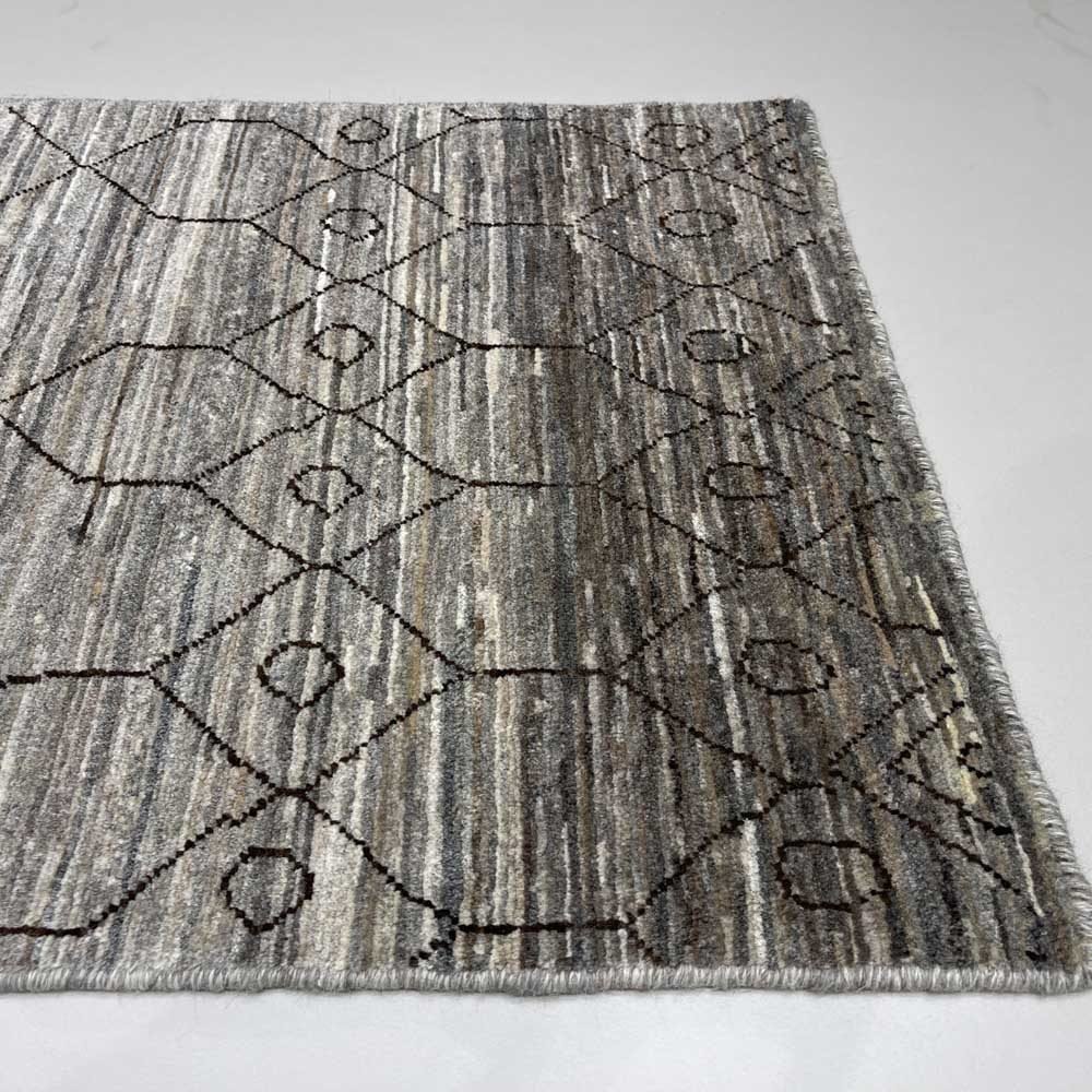 El Dokuma Gri İskandinav Yün Yolluk Halı (60x170 cm) - Görsel 2