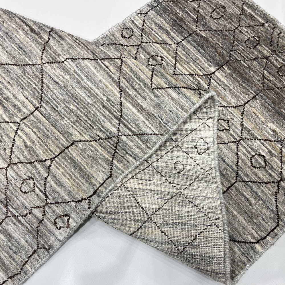 El Dokuma Gri İskandinav Yün Yolluk Halı (60x170 cm) - Görsel 5