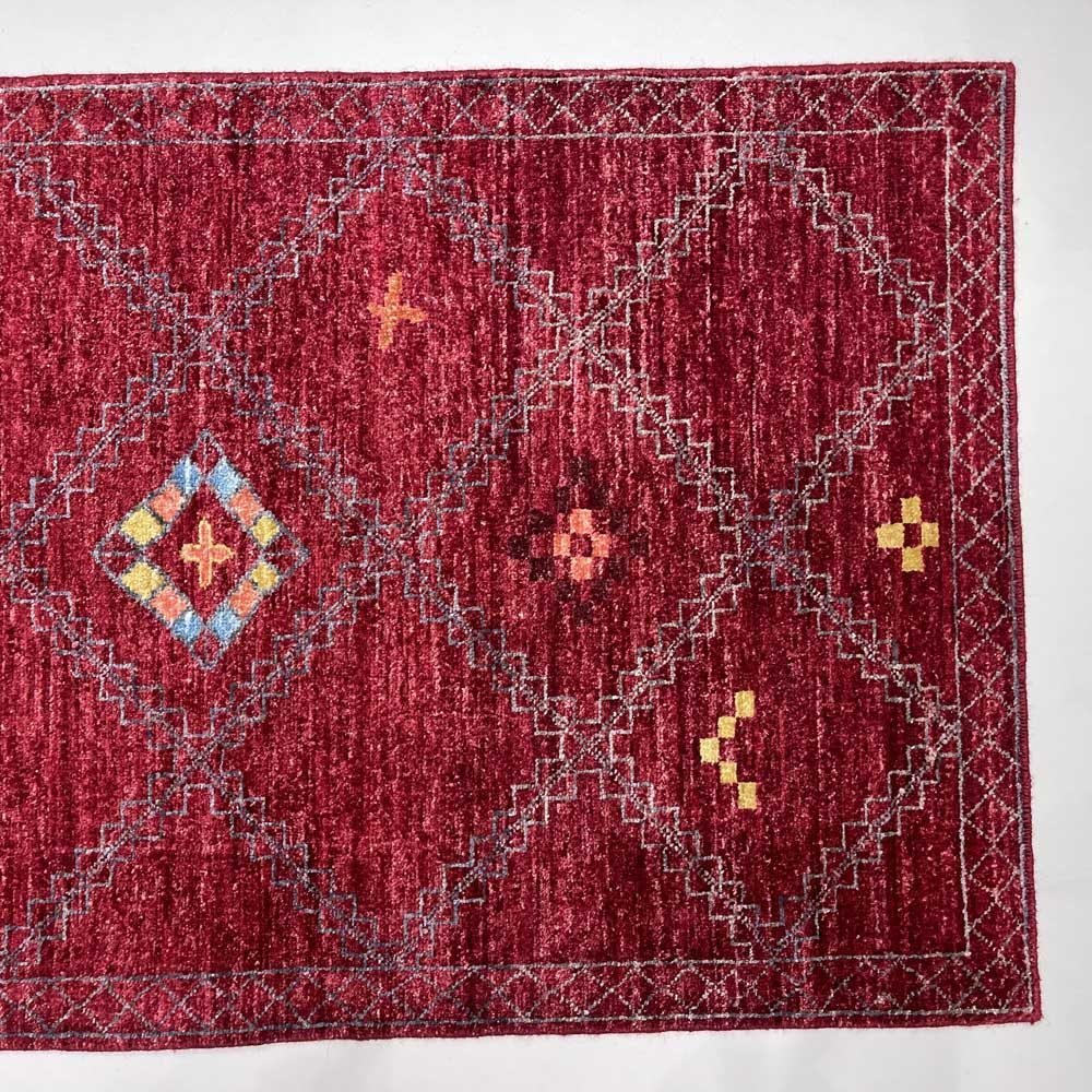 El Dokuma Bordo Modern Yün Yolluk Halı (85x285 cm) - Görsel 5