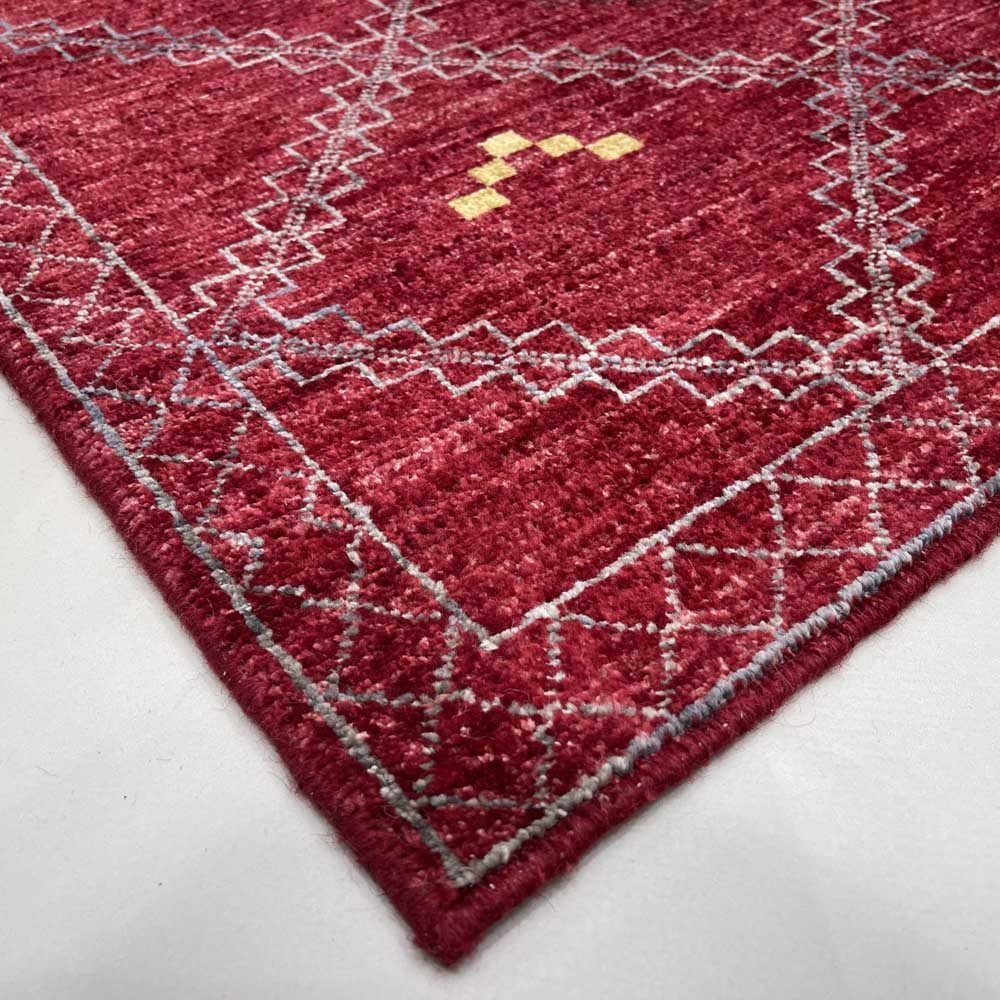 El Dokuma Bordo Modern Yün Yolluk Halı (85x285 cm) - Görsel 9