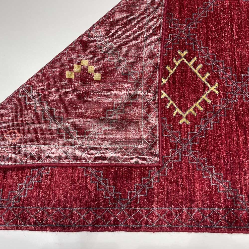 El Dokuma Bordo Modern Yün Yolluk Halı (85x285 cm) - Görsel 6