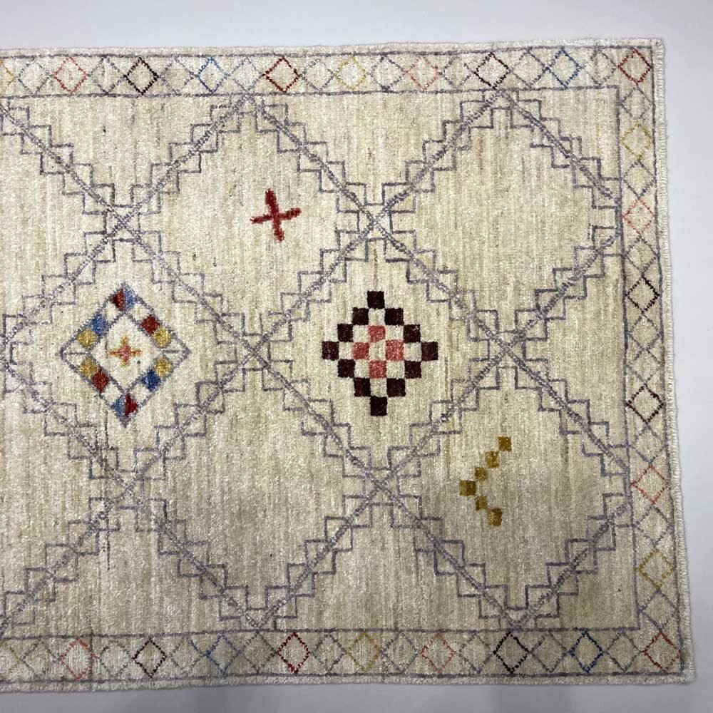 El Dokuma Krem Modern Yün Yolluk Halı (75x250 cm) - Görsel 10