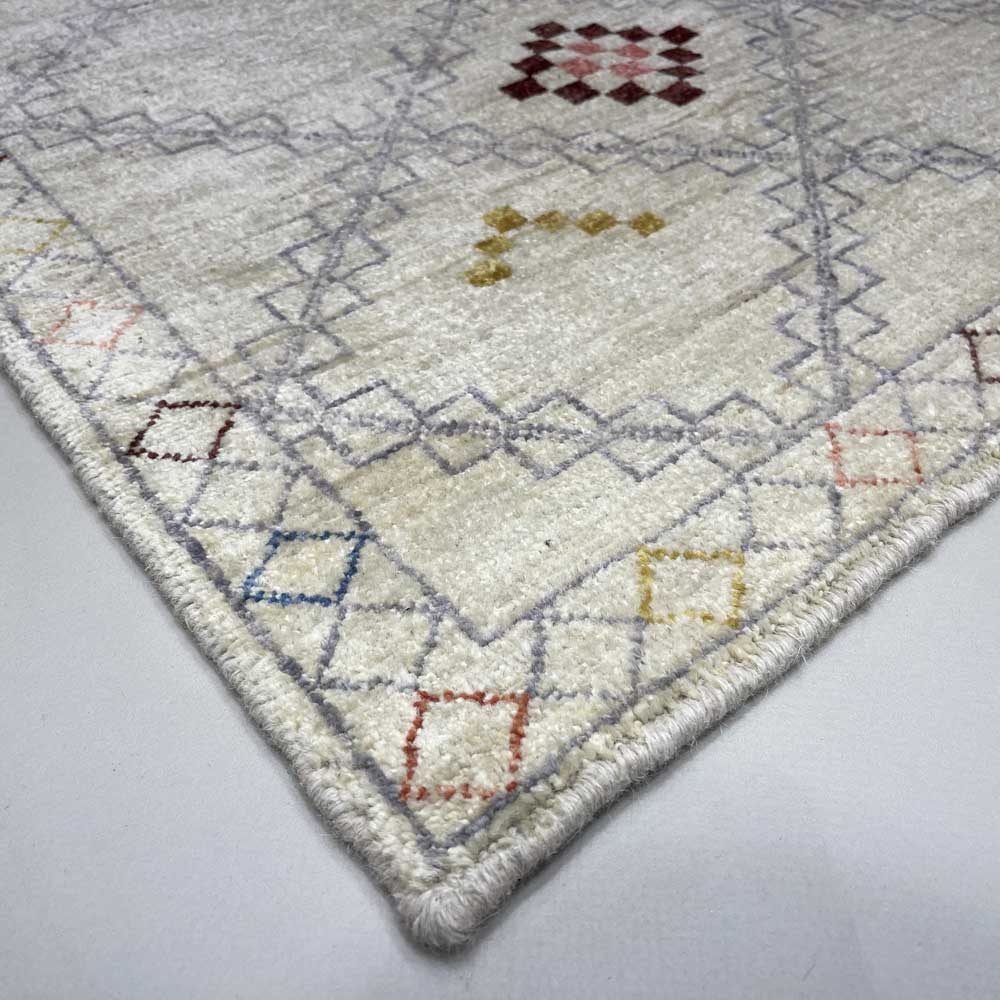 El Dokuma Krem Modern Yün Yolluk Halı (75x250 cm) - Görsel 9
