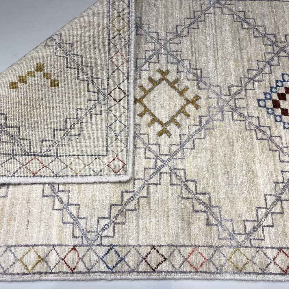 El Dokuma Krem Modern Yün Yolluk Halı (75x250 cm) - Görsel 6