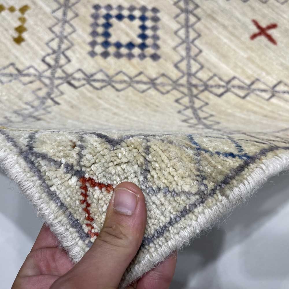 El Dokuma Krem Modern Yün Yolluk Halı (75x250 cm) - Görsel 5
