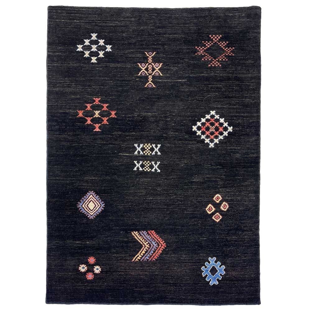El Dokuma Siyah Modern Yün Halı (120x180 cm)