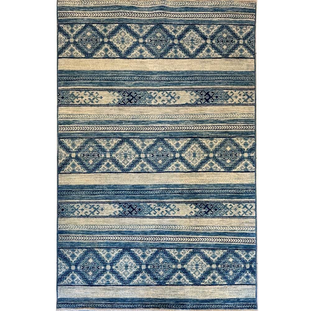 El Dokuma Mavi Horcin Kabile Yün Halı (120x180 cm)