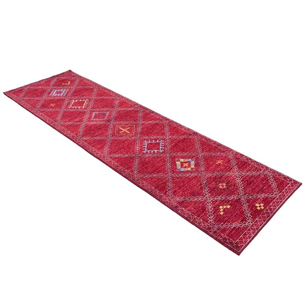 El Dokuma Bordo Modern Yün Yolluk Halı (85x285 cm) - Görsel 8