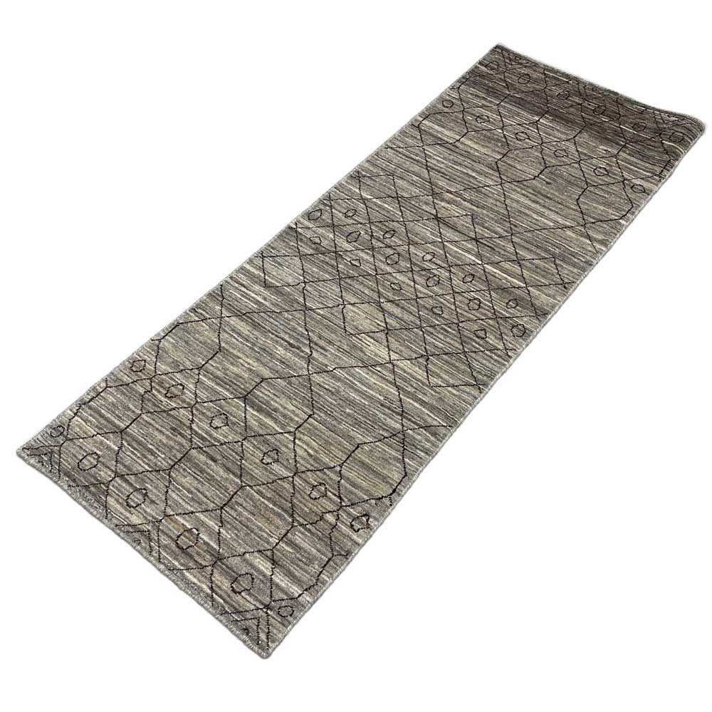 El Dokuma Gri İskandinav Yün Yolluk Halı (60x170 cm) - Görsel 7