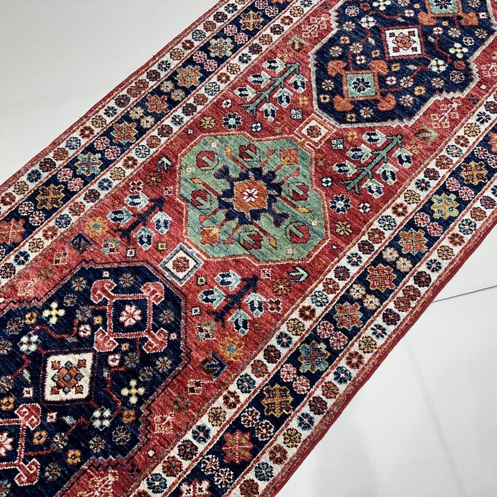 El Dokuma Afgan Kabile Yün Yolluk Halı (80x500 cm) - Görsel 6
