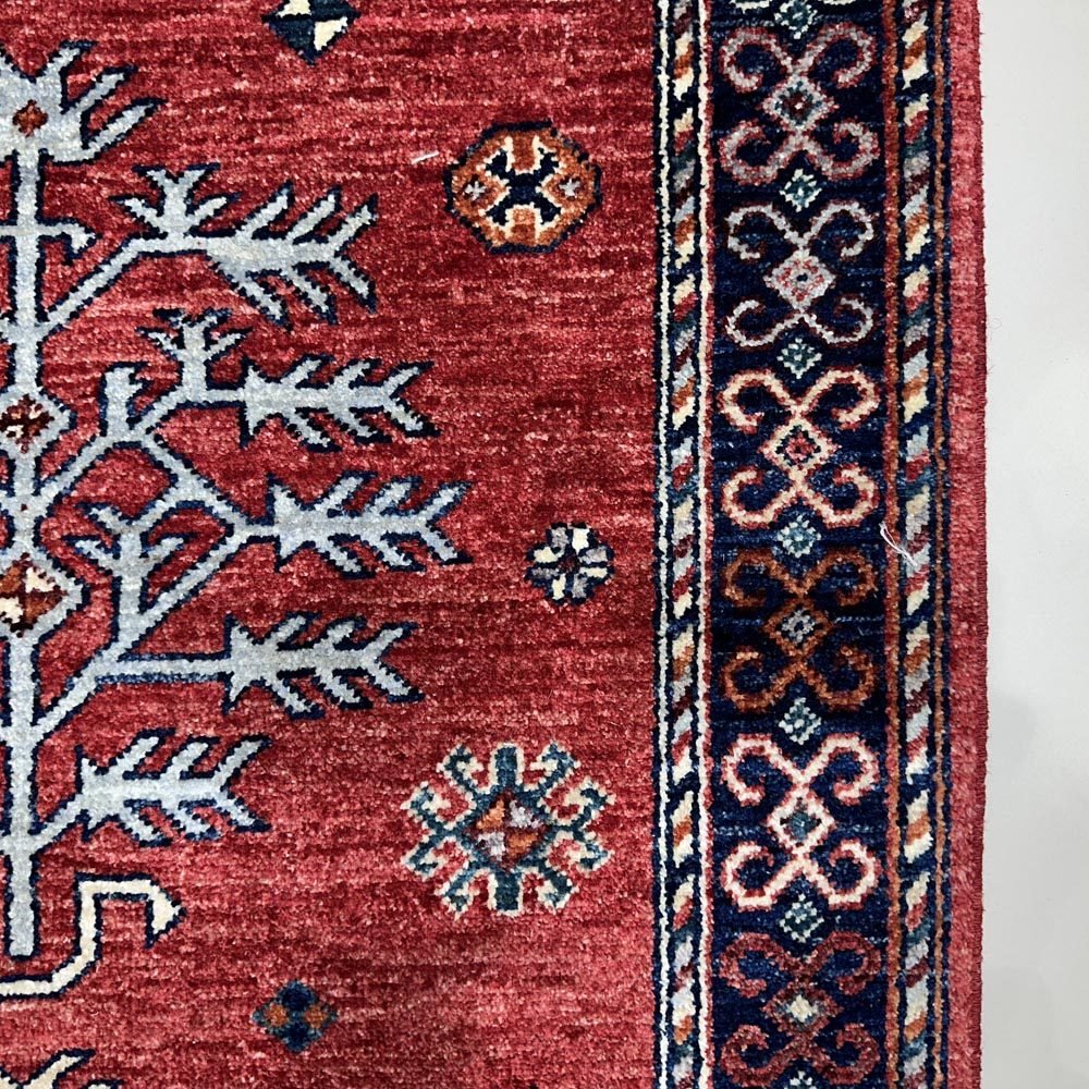 El Dokuma Kırmızı Afgan Kabile Yün Yolluk Halı (85x405 cm) - Görsel 2
