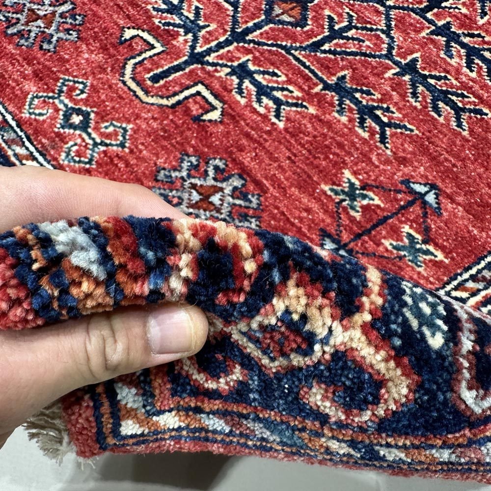 El Dokuma Kırmızı Afgan Kabile Yün Yolluk Halı (85x405 cm) - Görsel 5