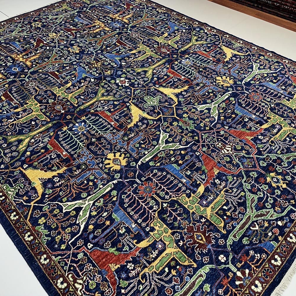 El Dokuma Lacivert Bijar İran Yün Halı (275x360 cm) - Görsel 7