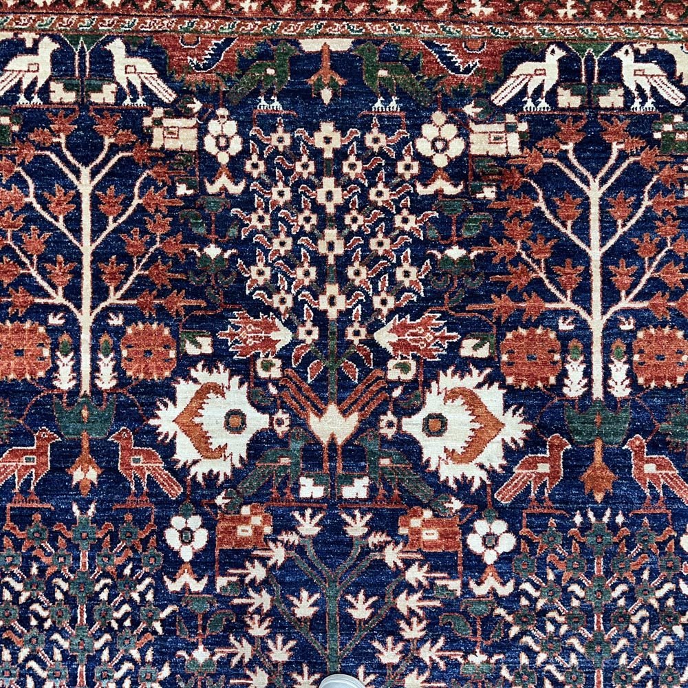 El Dokuma Lacivert İran Heris Yün Halı (265x360 cm) - Görsel 8