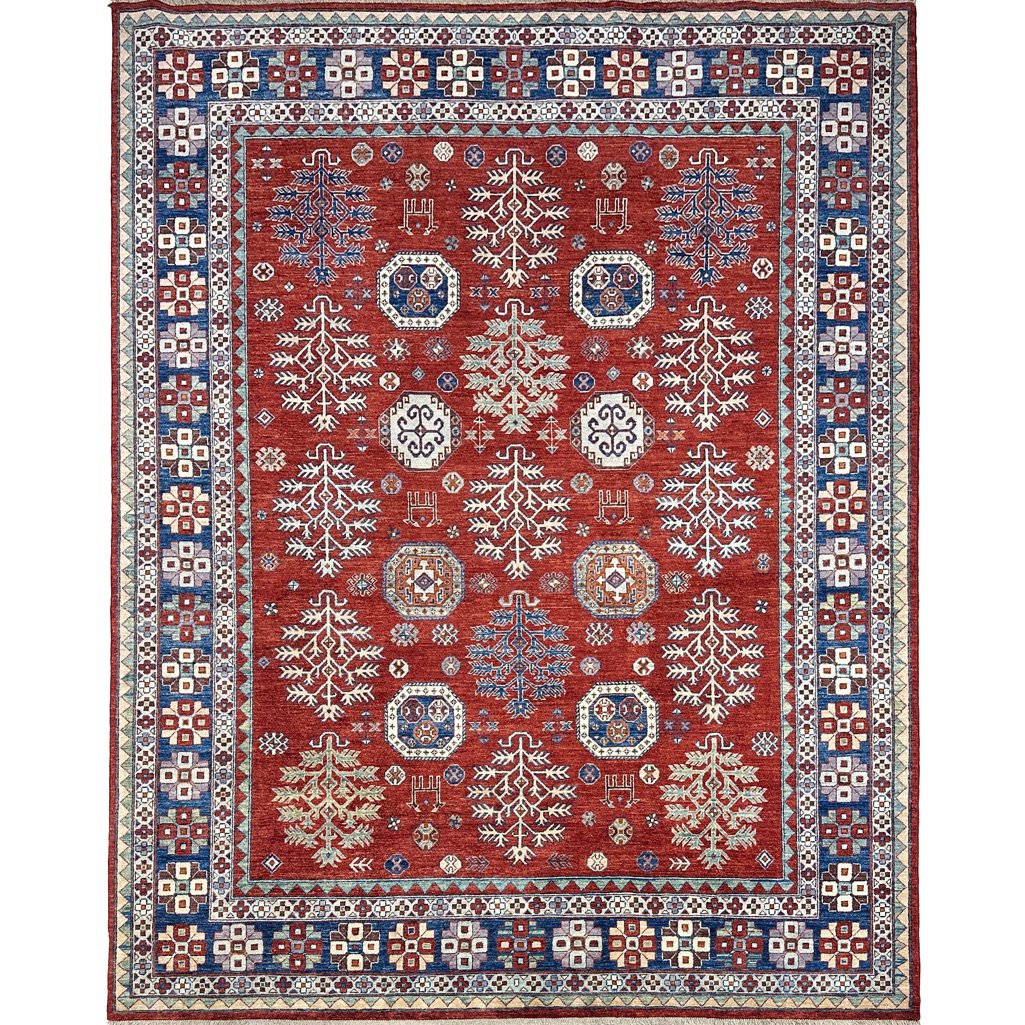 El Dokuma Bordo Afgan Kabile Yün Halı (250x300 cm)