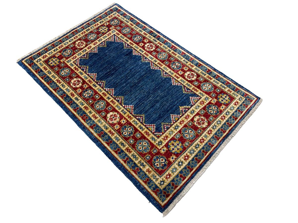 El Dokuma Mavi Afgan Kabile Yün Halı (80x120 cm) - Görsel 5
