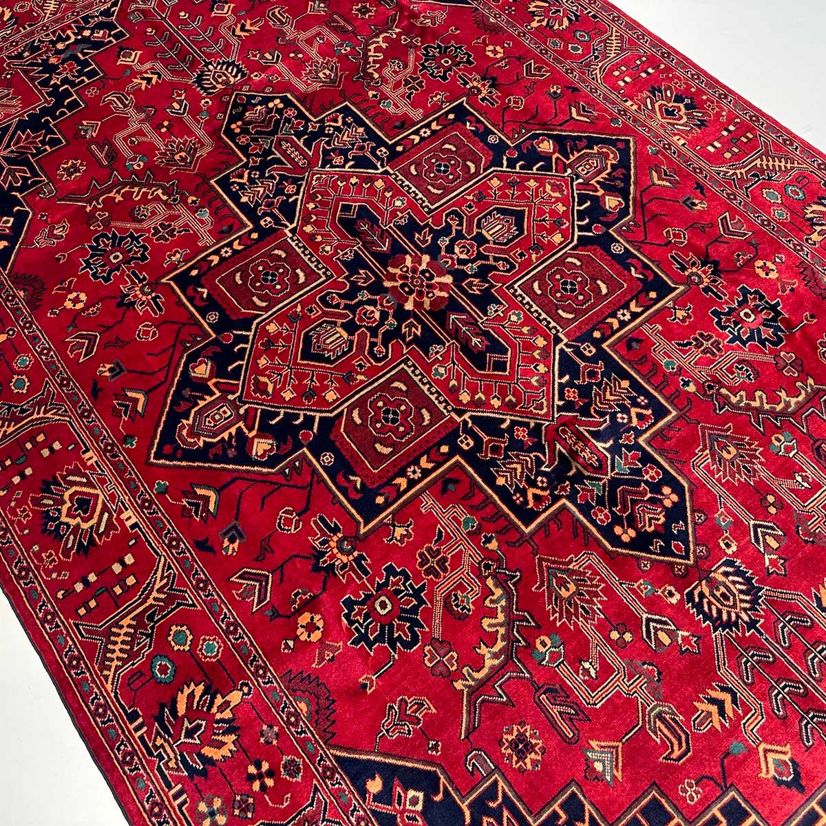 El Dokuma Afgan Heris Madalyon Yün Halı (180x300 cm) - Görsel 5