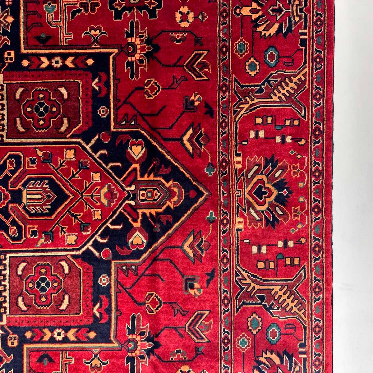 El Dokuma Afgan Heris Madalyon Yün Halı (180x300 cm) - Görsel 4