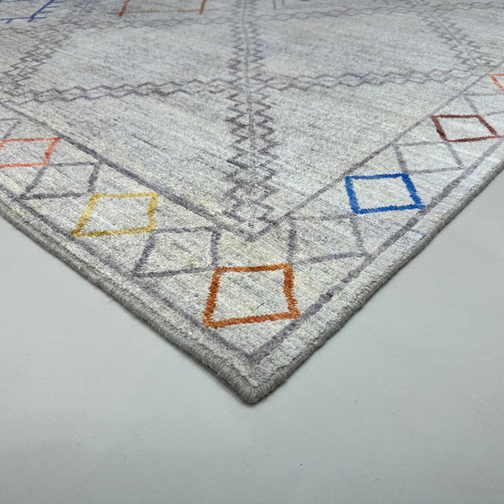 El Dokuma Gri Afgan Modern Yün Halı (275x400 cm) - Görsel 4
