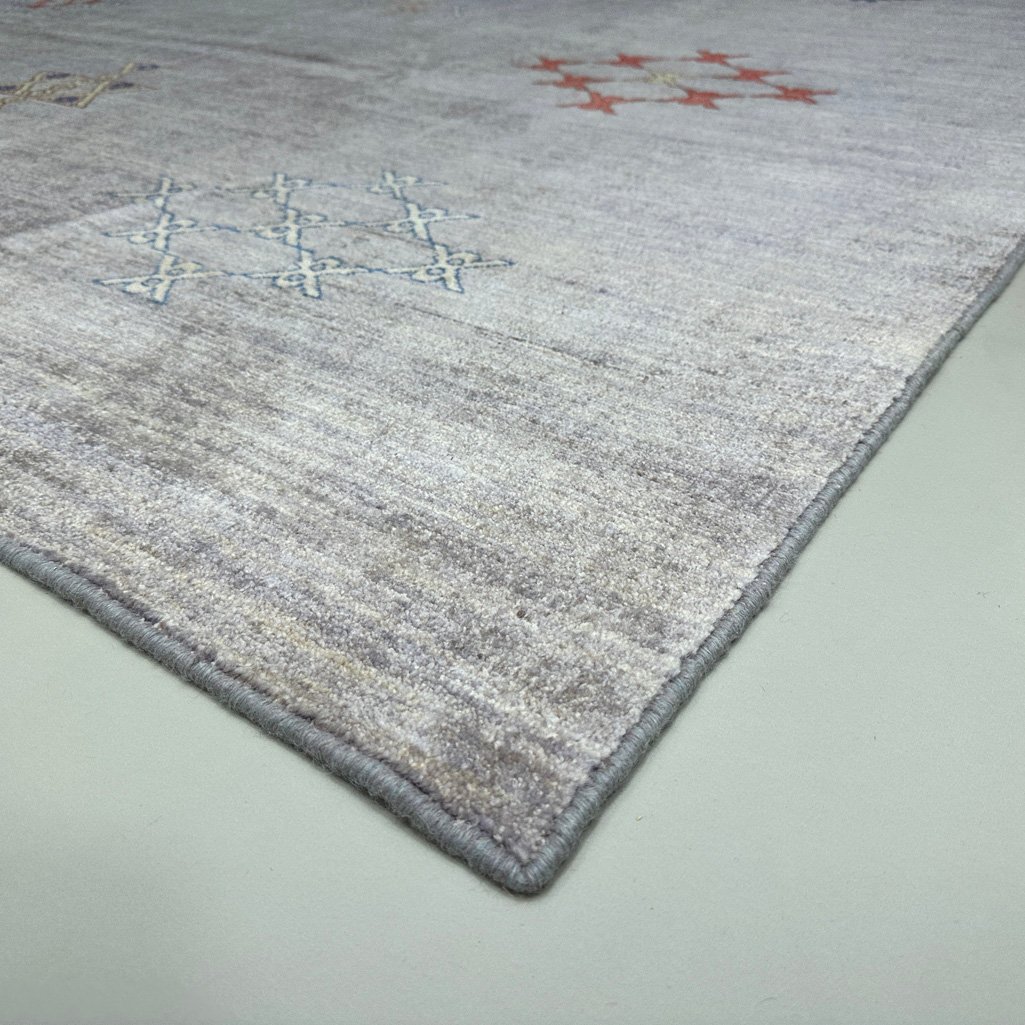 El Dokuma Gri Afgan Modern Yün Halı (240x300 cm) - Görsel 8