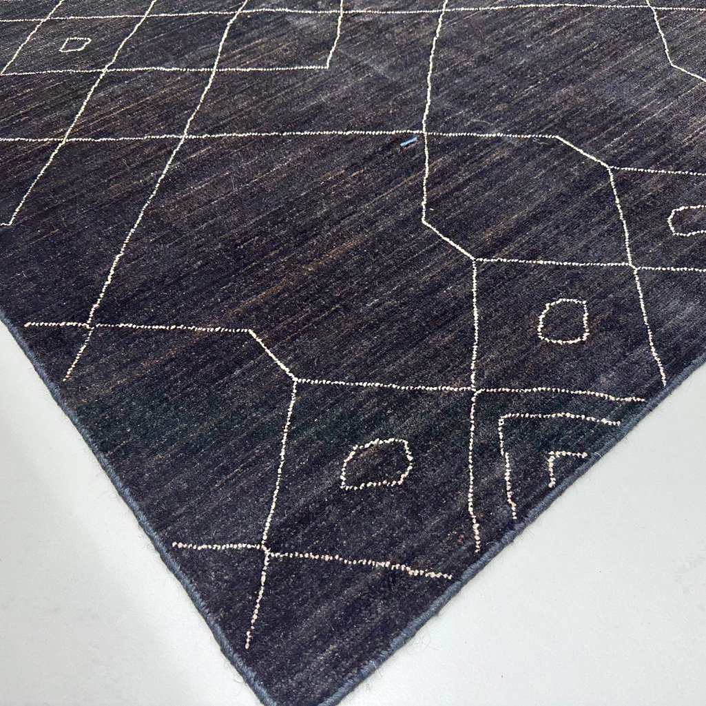 El Dokuma Siyah İskandinav Yün Halı (250x300 cm) - Görsel 8