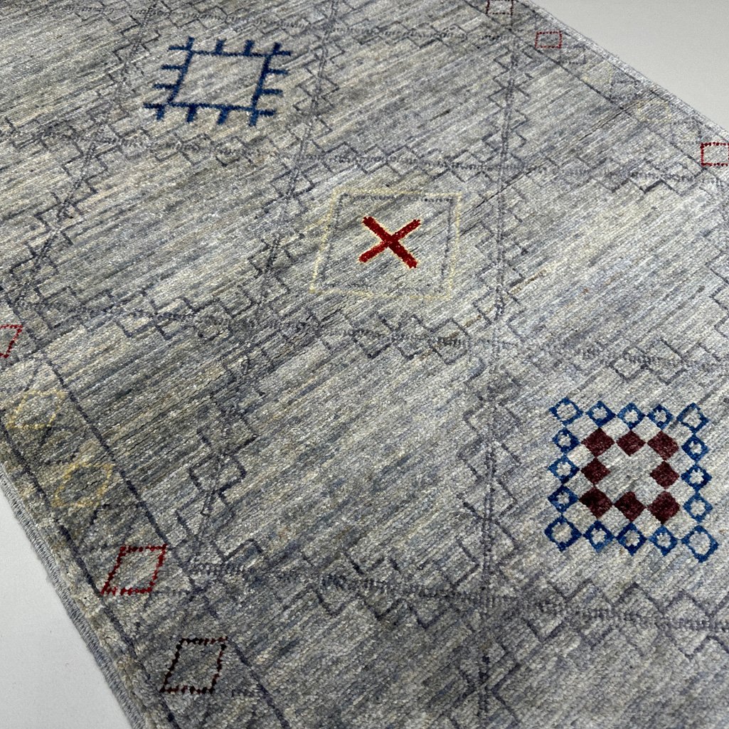 El Dokuma Gri Modern Yün Yolluk Halı (75x250 cm) - Görsel 3
