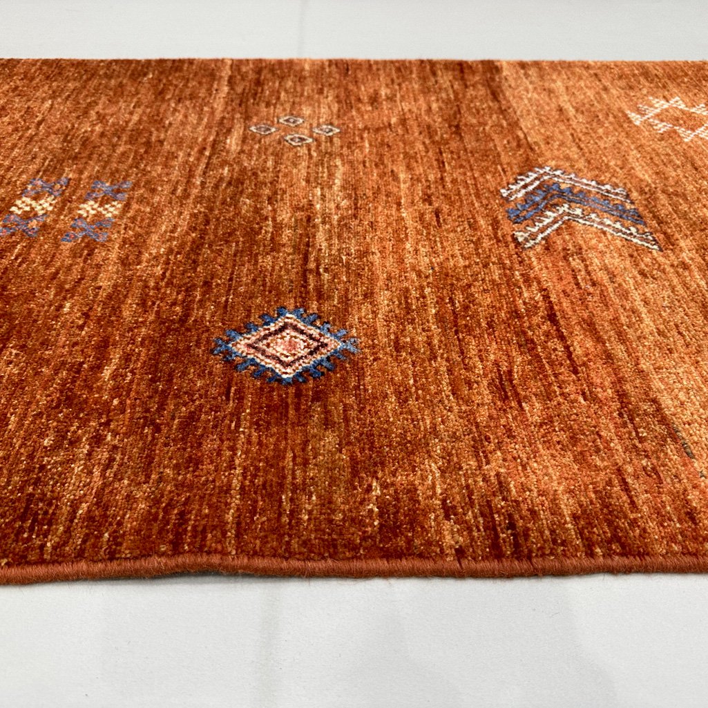 El Dokuma Turuncu Modern Yün Yolluk Halı (85x300 cm) - Görsel 2