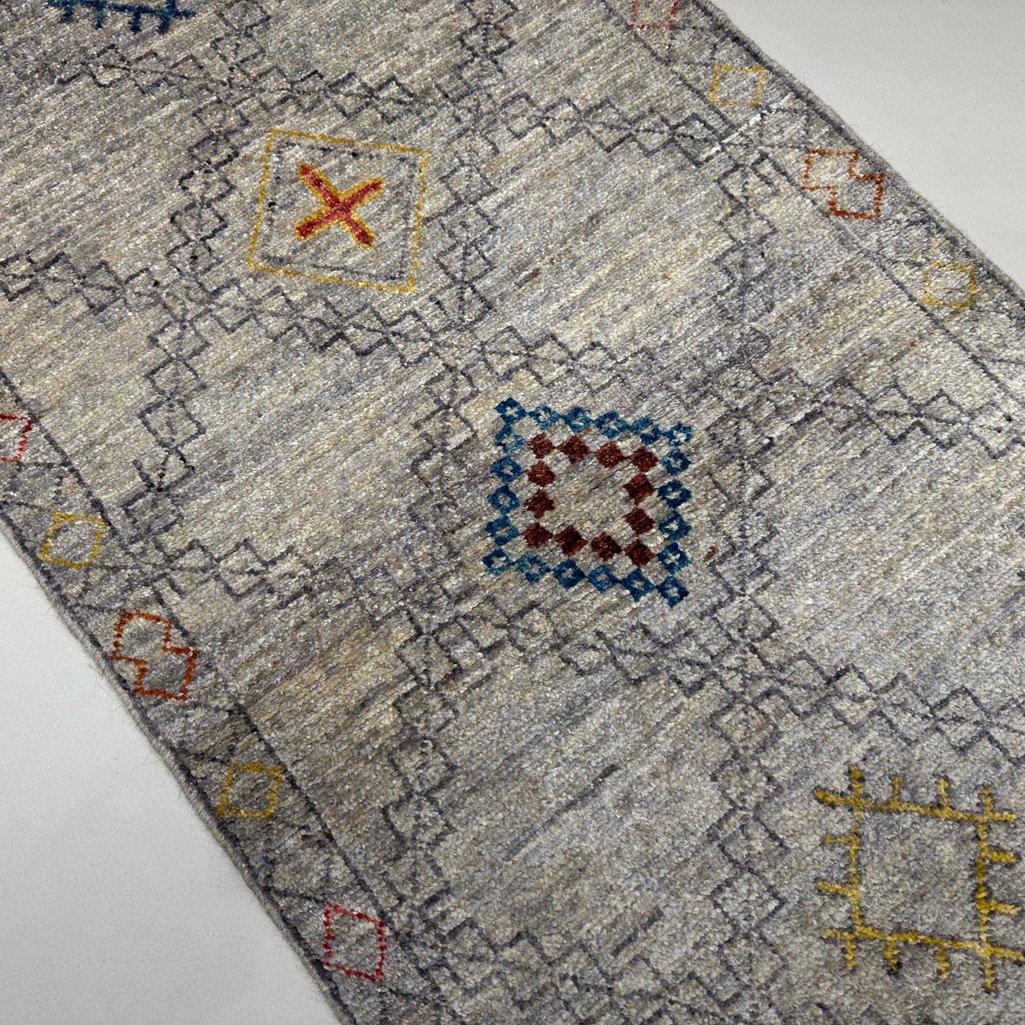 El Dokuma Gri Modern Yün Yolluk Halı (65x195 cm) - Görsel 3