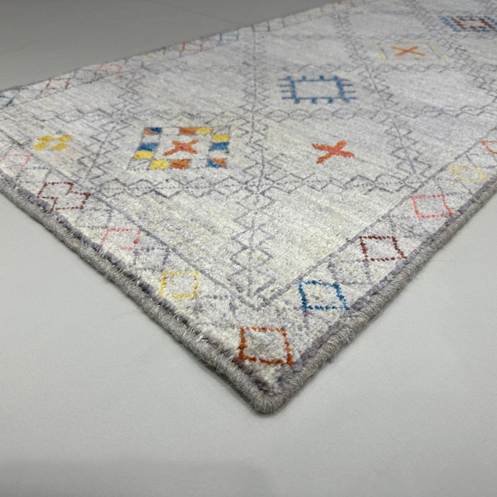El Dokuma Gri Modern Yün Yolluk Halı (65x195 cm) - Görsel 4