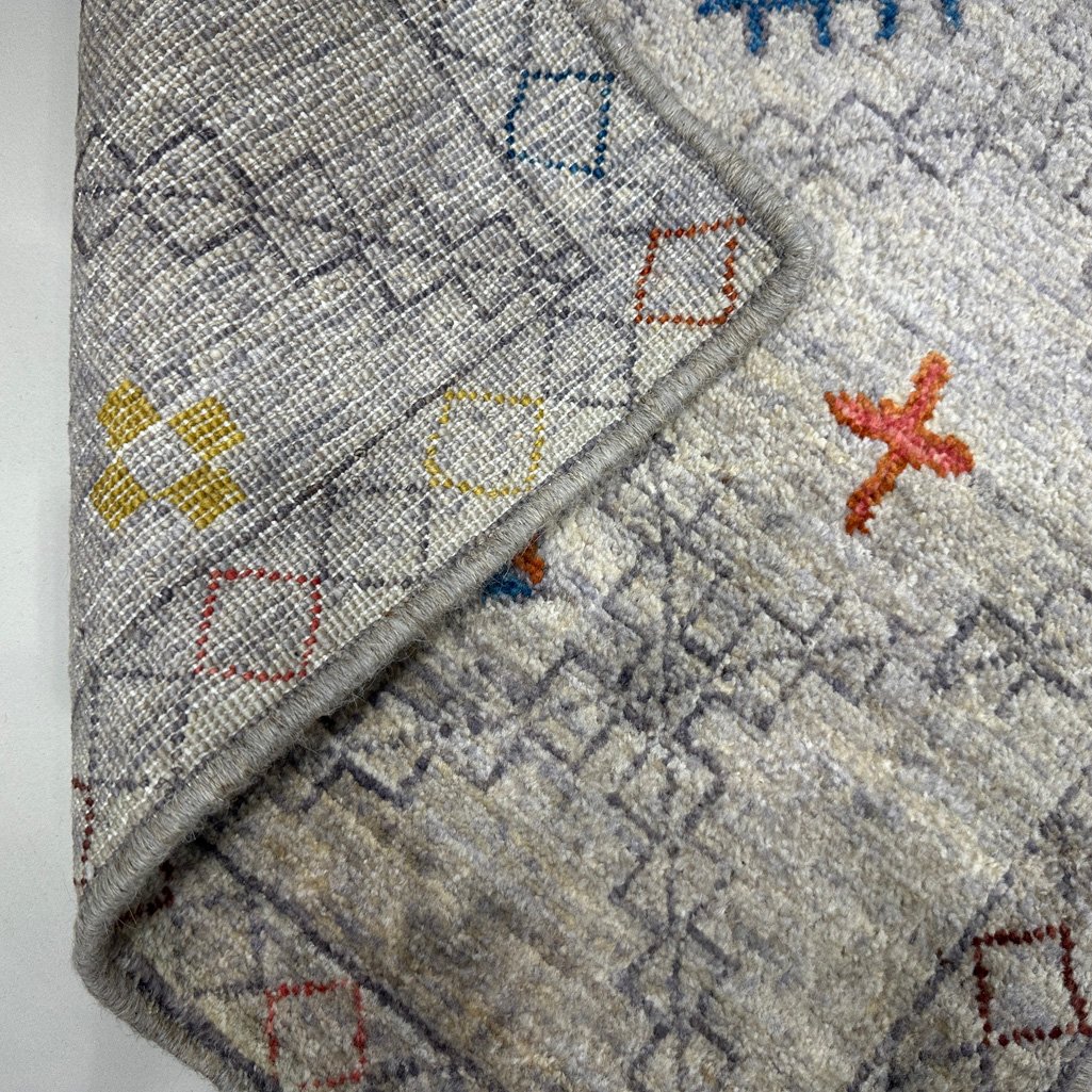 El Dokuma Gri Modern Yün Yolluk Halı (65x195 cm) - Görsel 2
