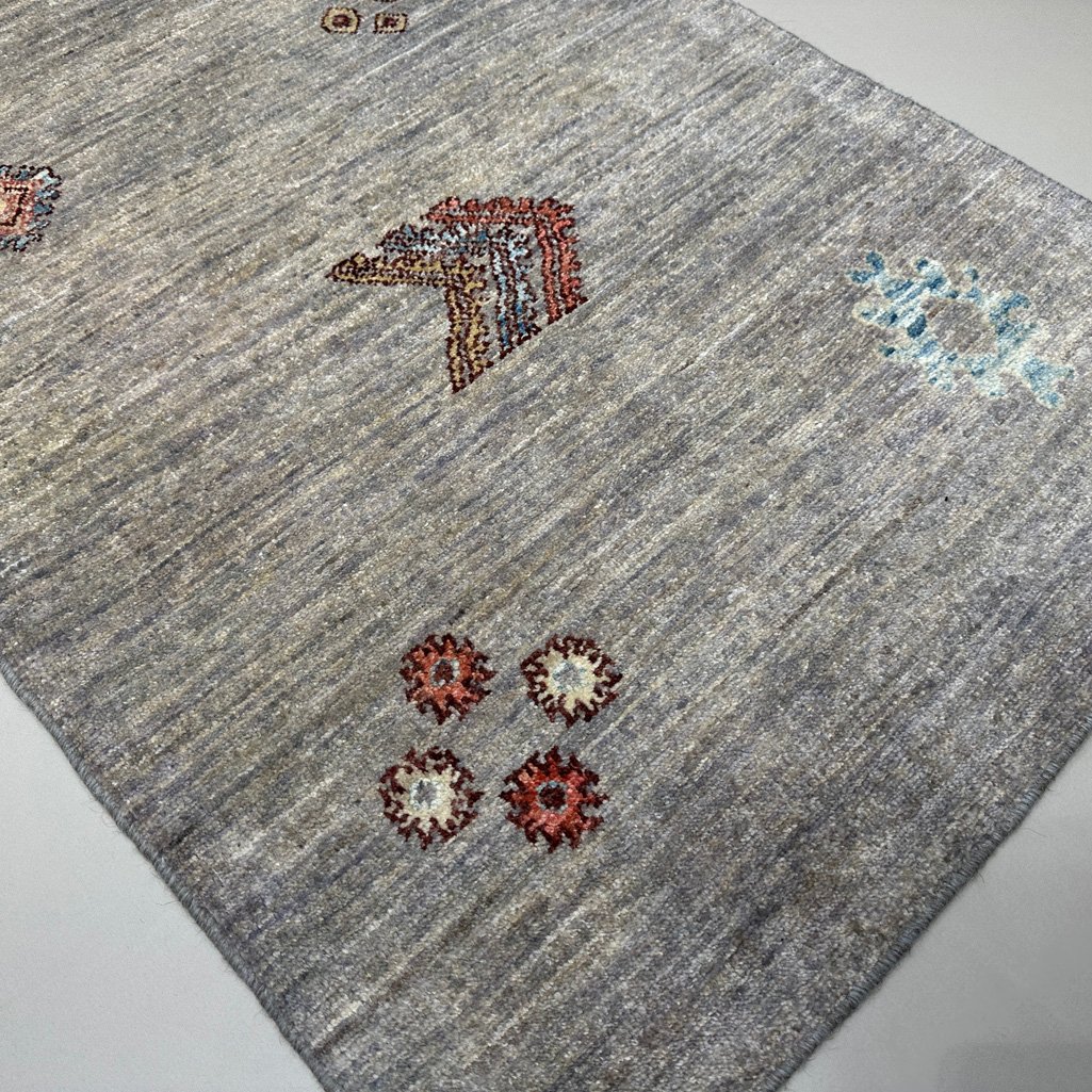 El Dokuma Gri Modern Yün Yolluk Halı (80x390 cm) - Görsel 2