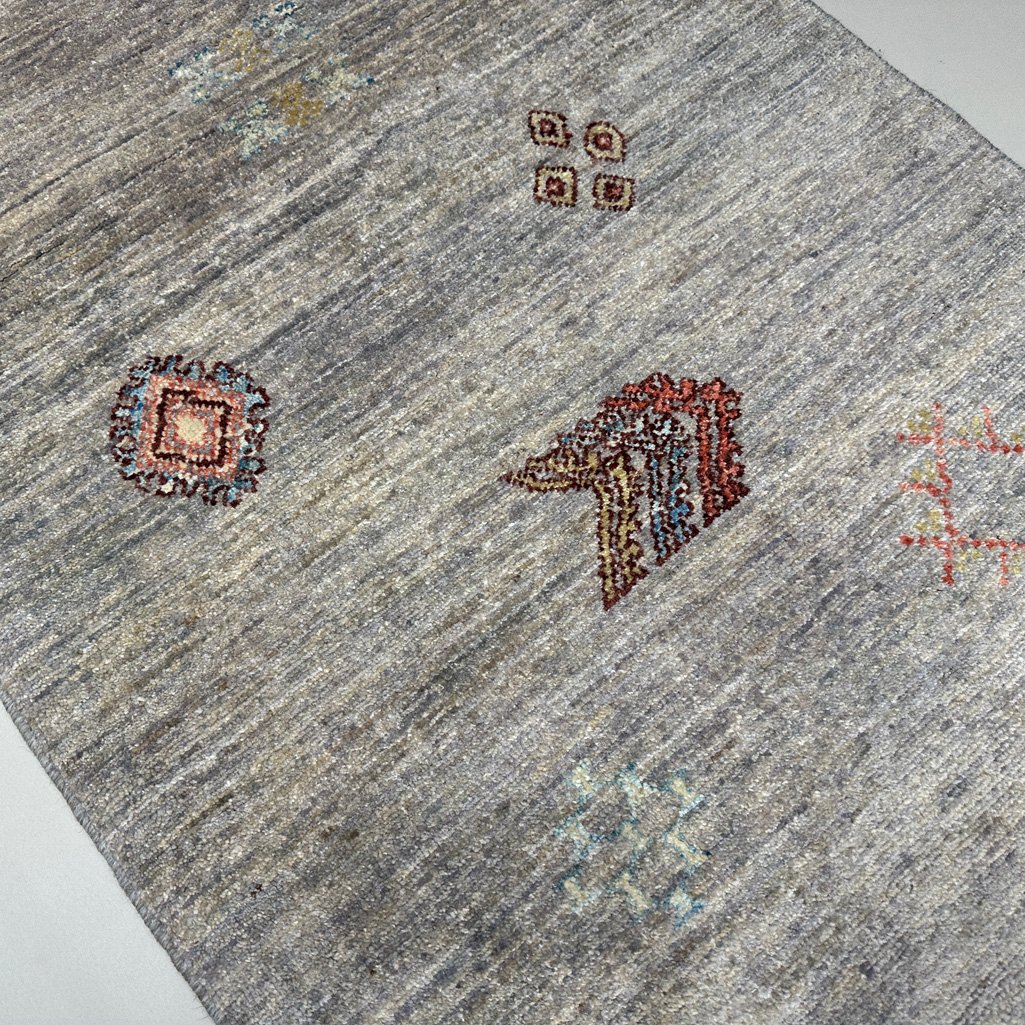 El Dokuma Gri Modern Yün Yolluk Halı (80x390 cm) - Görsel 4