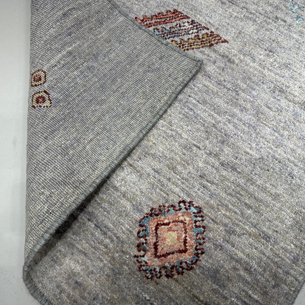 El Dokuma Gri Modern Yün Yolluk Halı (80x390 cm) - Görsel 5