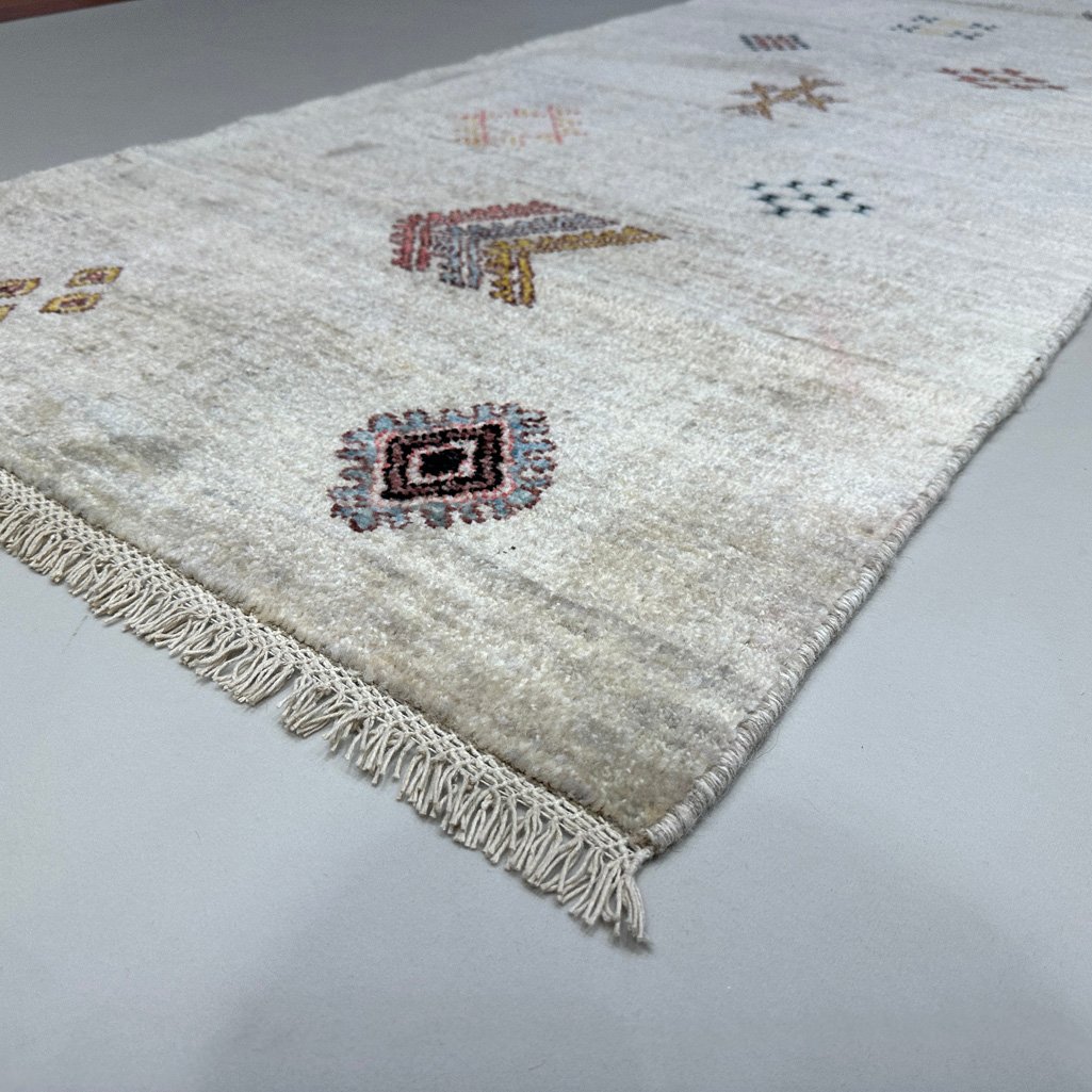 El Dokuma Krem Modern Yün Yolluk Halı (80x380 cm) - Görsel 7