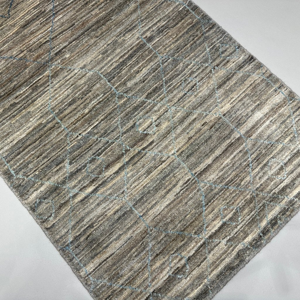 El Dokuma Natural Gri Yün İskandinav Yolluk Halı (70x240 cm) - Görsel 8