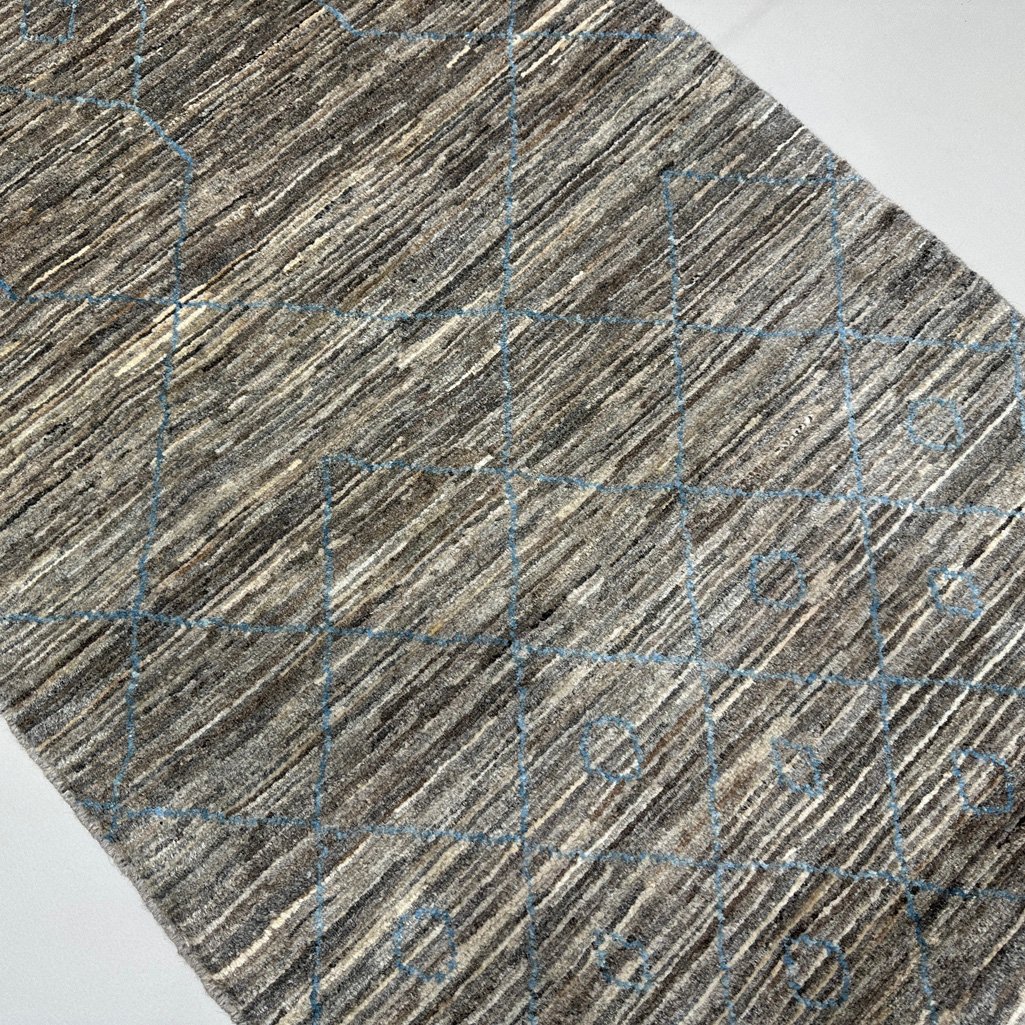El Dokuma Natural Gri Yün İskandinav Yolluk Halı (70x240 cm) - Görsel 4