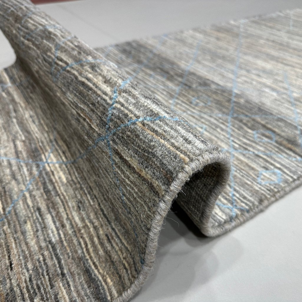 El Dokuma Natural Gri Yün İskandinav Yolluk Halı (70x240 cm) - Görsel 3
