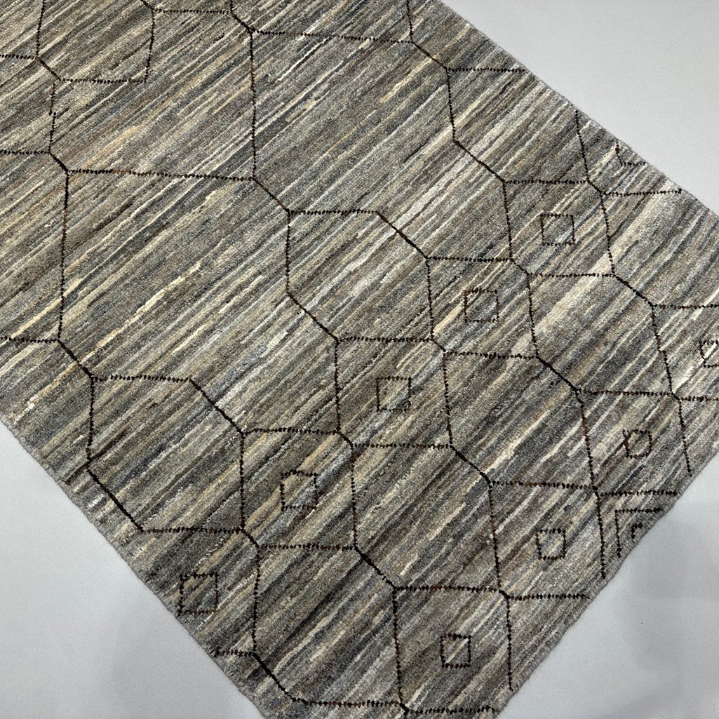 El Dokuma Natural Gri Yün İskandinav Yolluk Halı (70x240 cm) - Görsel 7
