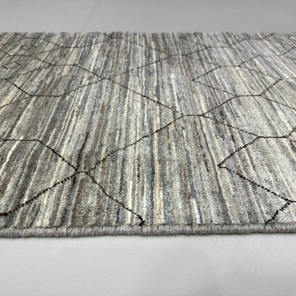 El Dokuma Natural Gri Yün İskandinav Yolluk Halı (70x240 cm) - Görsel 3