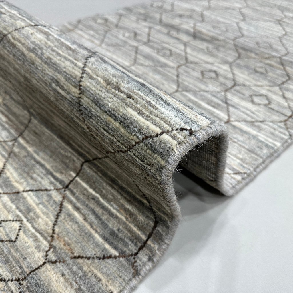 El Dokuma Natural Gri Yün İskandinav Yolluk Halı (70x240 cm) - Görsel 4